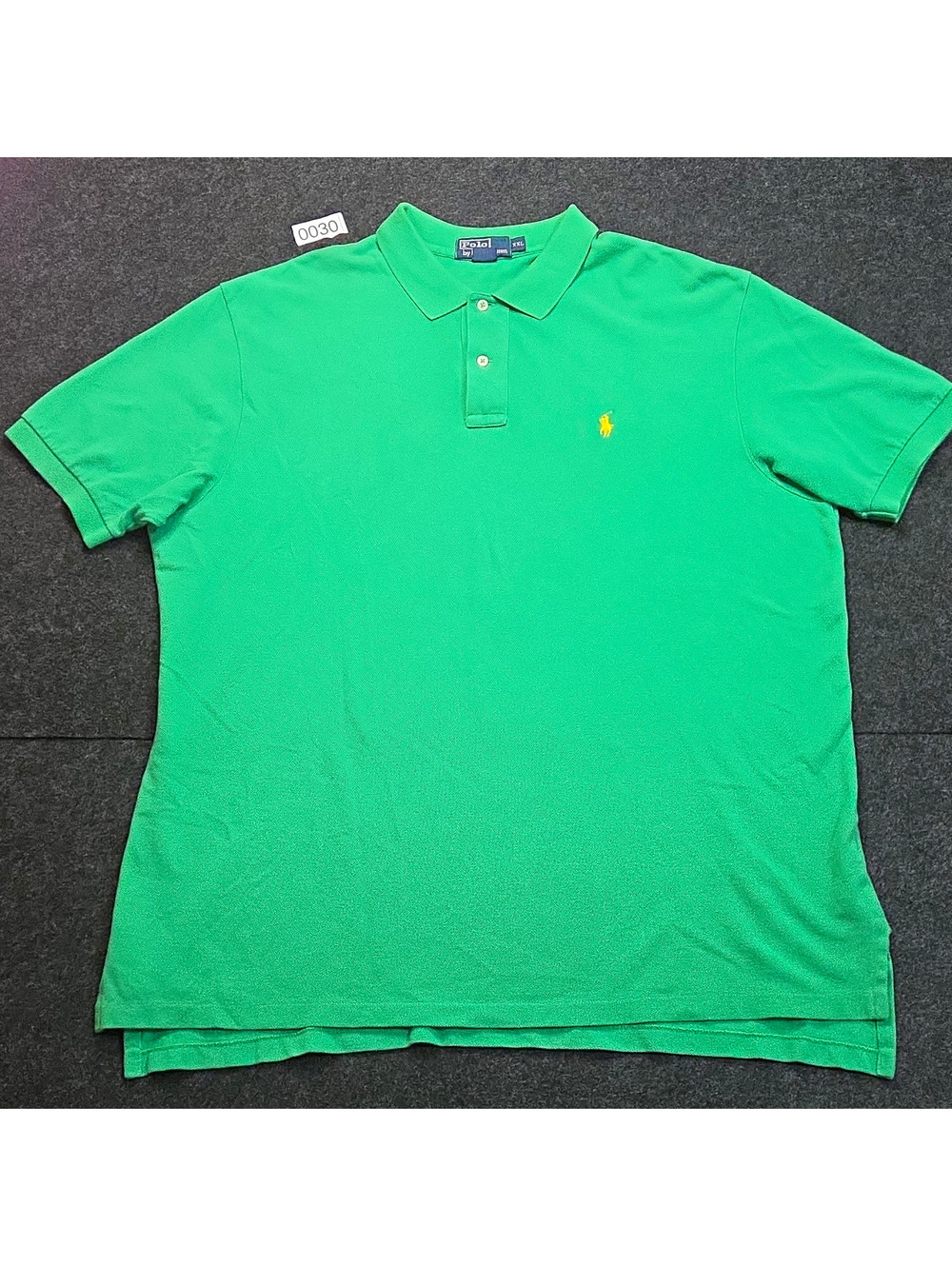 Polo Ralph Lauren Men's Polo Shirt 2XL Green Solid Short Sleeve Cotton Knit